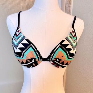 BODY GLOVE Aztec Tribal Print Padded Underwire Swimsuit Bikini Top
